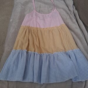 SHEIN Pink, Yellow, and Blue Gingham Dress